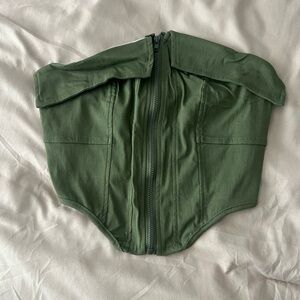 Green Strapless Corset Top